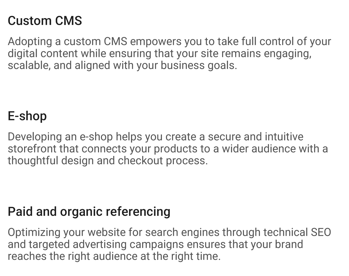 Web development services - cms - informative website - eshop - branding - seo - analytics 1