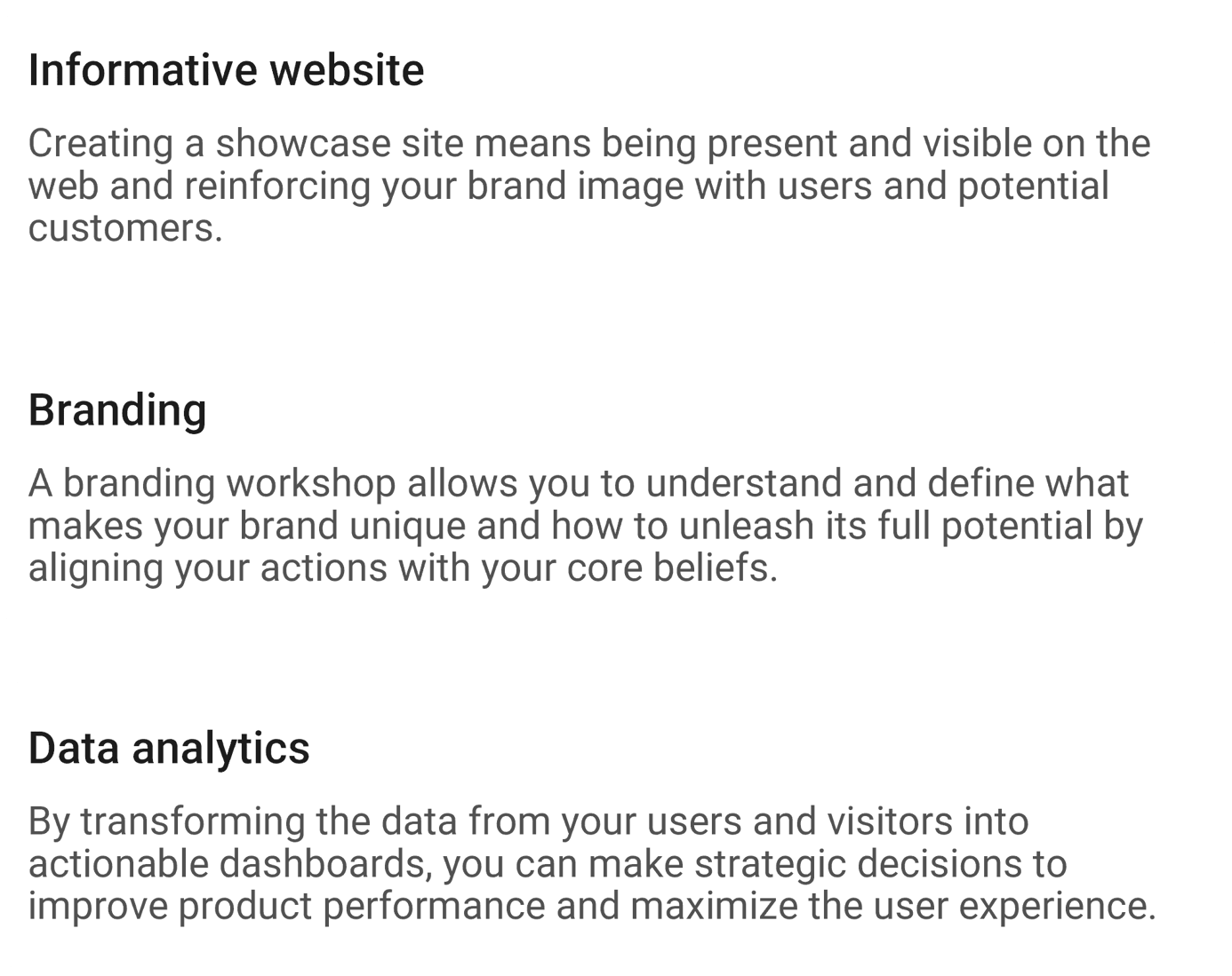 Web development services - cms - informative website - eshop - branding - seo - analytics 2